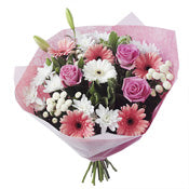 Bouquet du fleuriste rose et blanc